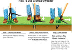 Grampa's Weeder - The Original Stand Up Weed Puller Tool with Long Handle - Made with Real Bamboo & 4-Claw Steel Head Design - Easily Remove Weeds Without Bending, Pulling, or Kneeling.
