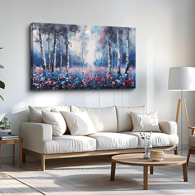 MHARTK66 Wall Art For Living Room Canvas Wall Decor For Bedroom Office Decorations Trees Forest Landscape Wall Paintings Stretched And Framed Pictures Modern Aesthetic Room Home Decor Mural Artwork