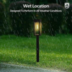Philips 2 Packs Solar Pathway Lights Outdoor, Glass Metal Led Garden Landscape Lightings, 3000K Warm White, Waterproof for Decor Yard, Walkway, Patio, Driveway, Lawn