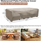 Mrrihand Heavy Duty Patio Furniture Covers, Outdoor Furniture Covers Waterproof Sectional Sofa Set , Patio Table and Chair Set Cover 124"L×71"W×29"H,Brown