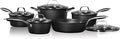 Starfrit The Rock Diamond 10PC Non-Stick Set - Durable Forged Aluminum - Oven Safe - PFOA Free - Easy to Clean - Black