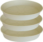 3 Pack of 25 26 inch Plant Saucer (22.7 Inch Base), 4.2" Depth, Large Deep Plastic Flower Planter Water Trays for Indoors Outdoor Bath Bath, Plant Drip Trays for Pot (26", Beige)