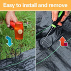 Bakulyor 150pcs Black Landscape Staples + 150pcs Buffer Washer, 6 Inch 11 Gauge Garden Stakes Staples, U Shaped Galvanized Lawn Pins Heavy Duty Yard Ground Pin for Weed Barrier Sod Fabric Decorations