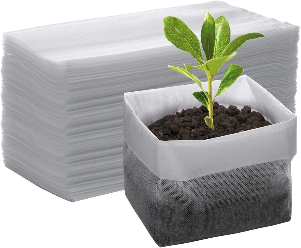 GREANER 100PCS Biodegradable Nursery Bags, 11x11.8 inches Thickened Grow Plant Bags for Vegetables, Flower Seedling Starter Containers, Indoors and Outdoors Use, Home Garden Supply