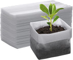 GREANER 100PCS Biodegradable Nursery Bags, 11x11.8 inches Thickened Grow Plant Bags for Vegetables, Flower Seedling Starter Containers, Indoors and Outdoors Use, Home Garden Supply