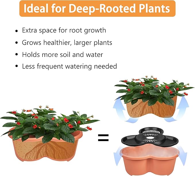 VECELO 5 Tier Vertical Garden Planter, Self Watering Stackable Planters with Wheels for Strawberries, Herbs, Flowers, Vegetables, Red