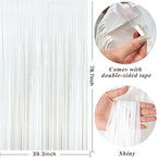 White Party Streamers Foil Fringe Backdrop Curtains Tinsel Streamers Birthday Party Decorations Fringe Backdrop for Birthday Party Graduation Bridal Shower