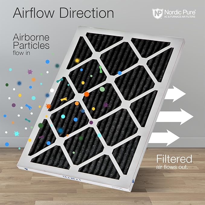 Nordic Pure 18x18x1 (Actual Size: 17 3/4 x 17 3/4 x 3/4) Pure Carbon Pleated Odor Reduction Furnace Air Filters 3 Pack