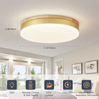Modern Dimmable Gold Ceiling Light with Remote, 11.8in Flush Mount Ceiling Light, 24W 3000K-6000K Light Color Adjustable, 2200LM Round Ceiling Lamp Fixtures for Bedroom, Living Room, Hallway