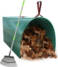 Joyhalo 65 Inch Rake for Leaves with 40 Gallon Dustpan-Typ Leaf Bags, 25 Tines Metal Leaf Rake Set for Gardening Lawns Yard Outdoor Camping Shrub Grass Bush Grass Clippings