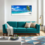 XXMWallArt FC2450 Seascape Wall Art Tropical Paradise Beach With White Sand and Coco Palms Canvas Wall Art Summer Beach Nature Pictures for Living Room Bedroom Home and Office Wall Decor