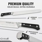 Cutluxe Slicing Carving Knife – 12" Brisket Knife, Meat Cutting and BBQ Knife – Razor Sharp German Steel, Sheath Included, Full Tang, Ergonomic Handle Design – Artisan Series