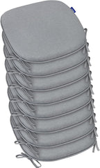 SleepMan Outdoor 17"x16" Chair Cushions with Ties Set of 8, Water Resistant All Weather U-Shape Seat Pads for Patio Garden Furniture Indoor Fade Resistant Patio Cushions (Light Grey)