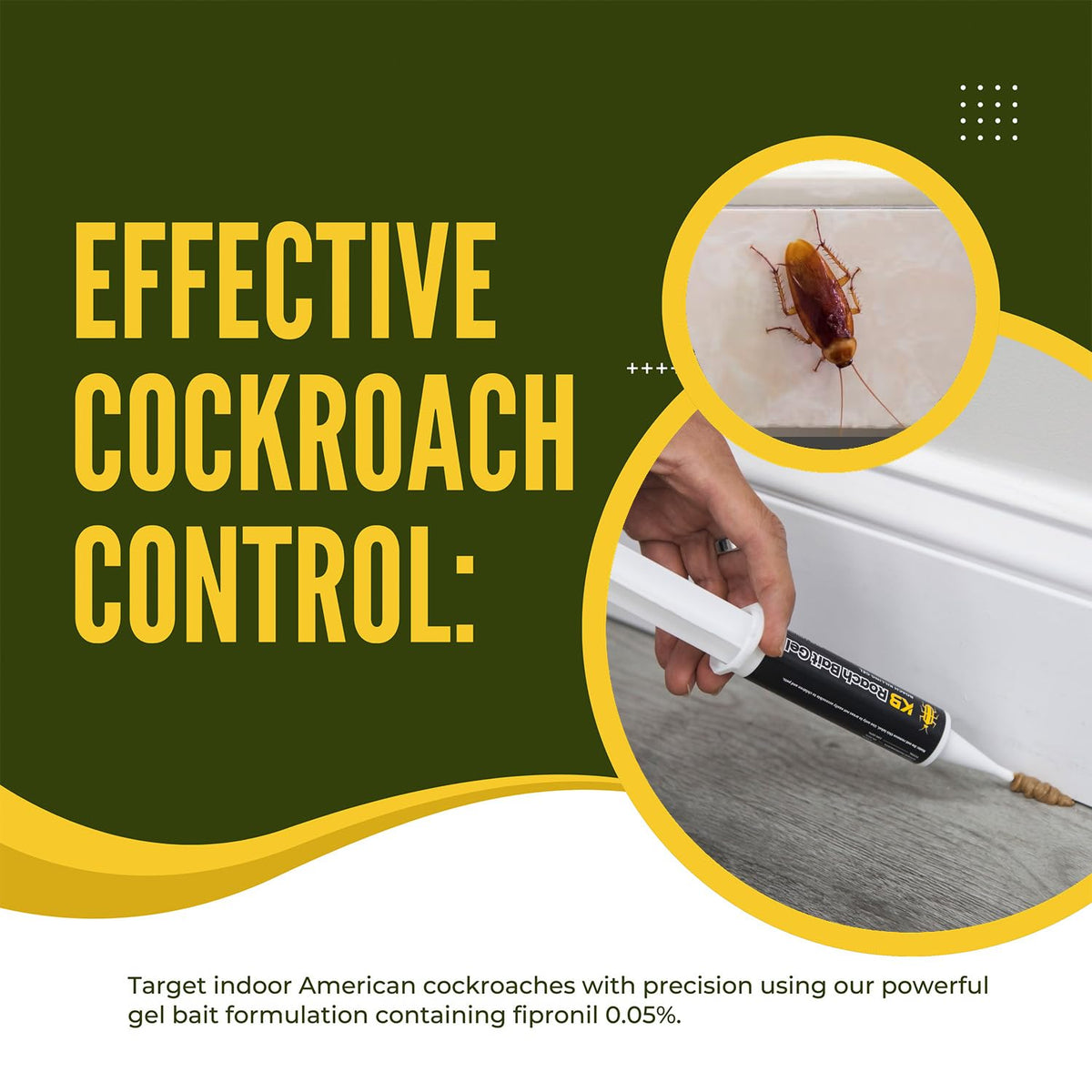 Cockroach Killer Indoor Home Gel (8 PCS) - Combat Gel Alternative with Fipronil 0.05% | Roach Bait Station for Pest Control | 97% Efficacy for American Roaches (99% for German)