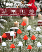 OZS 2PK 32LED 55FT Red and White Christmas Decorations Mushroom Solar Lights, Christmas Lights Outdoor with 8 Lighting Modes, Solar String Lights Waterproof for Outside Yard Party