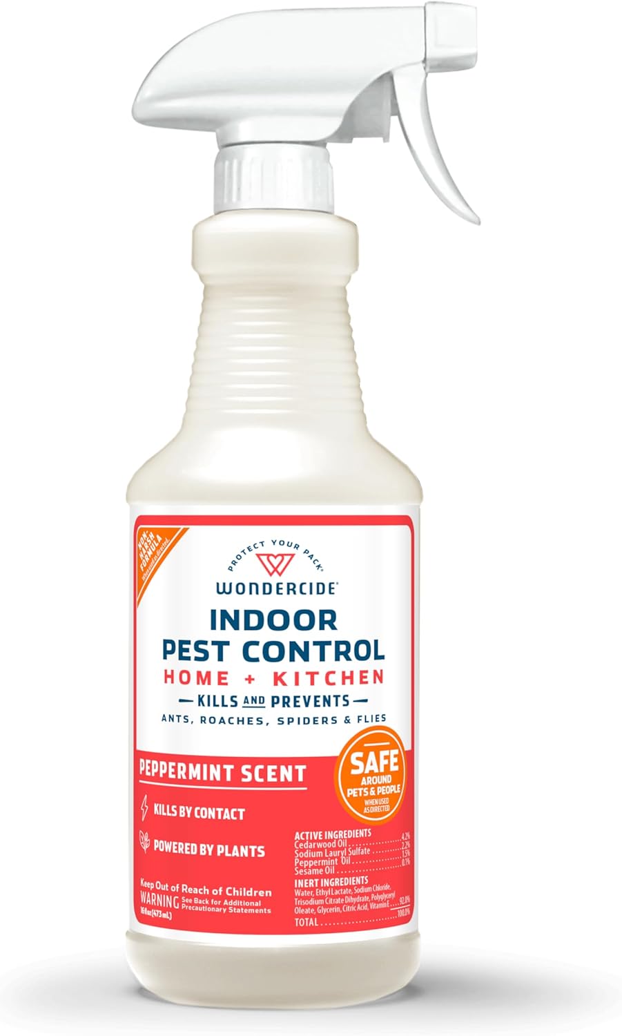 Wondercide - Indoor Pest Control Spray for Home and Kitchen - Ant, Roach, Spider, Fly, Flea, Bug Killer and Insect Repellent - with Natural Essential Oils - Pet and Family Safe — Peppermint 16 oz
