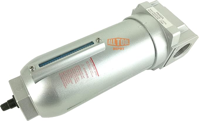 1" NPT SUPER DUTY Industrial Grade Particulate Filter/Water Trap For Air Compressor Compressed Air Lines, 5u With Metal Bowl (AUTO DRAIN)