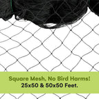 Nylon Mesh Anti Bird Netting [50 X 50] ft - Protect Fruit Trees, Chickens, Gardens & Aviaries