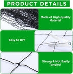 Windyun 1 Pc Bird Netting 50' x 100' Bird Net Chicken Coop 2.4" Mesh Heavy Duty Deer Fence Aviary Net Reusable Fruit Tree Poultry Barrier for Garden Protection Vineyard Against Hawk Squirrel, Black