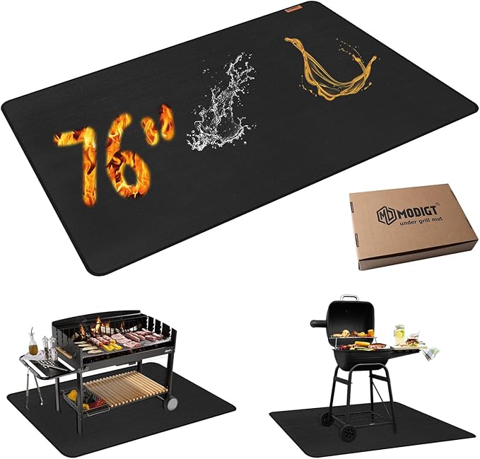 76"×52" Under Grill Mat for Outdoor Grill,Double-Side Fireproof & Heat-Resistant Outdoor Grill Mat,Protective Mat for Patio,Courtyard,Tabletop
