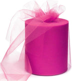6" x 200 Yards Fuchsia Tulle Fabric Rolls, Hot Pink Spool Tulle Ribbon for DIY Tutu Skirt Wedding Decoration Baby Shower Birthday Party Backdrop Gift Wrapping Bow Craft Supplies