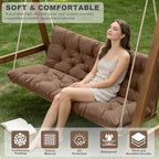 Porch Swing Cushions,Outdoor Cushions 3 Seater Replacement with Backrest, Waterproof Thickened Bench Cushion with Ties for Porch, Patio,Outdoor, Backyard and Garden(Coffee 60 * 40 in)