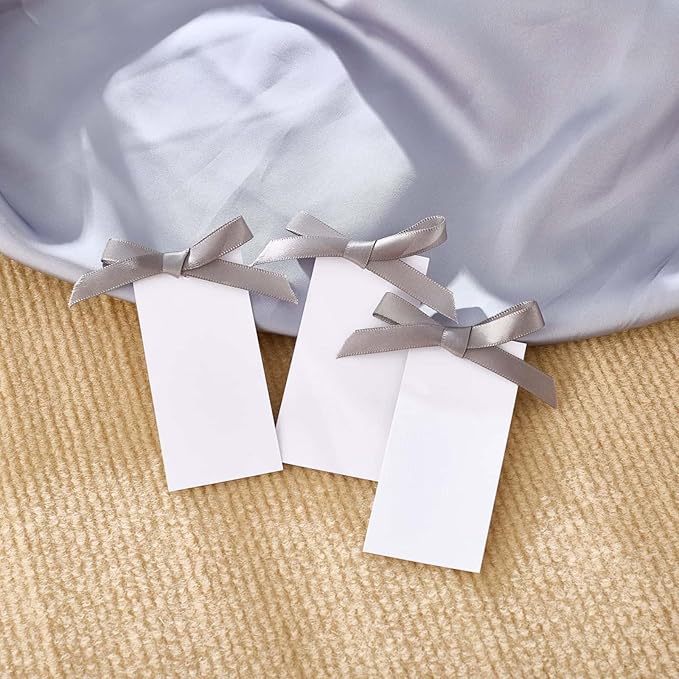 60pcs Wedding Banquet Place Cards for Table Setting.Name Table Cards .Name Cards with Ribbons. Can be Used for Wedding Banquet Table Decoration and Present Tags for Parties (Gray)