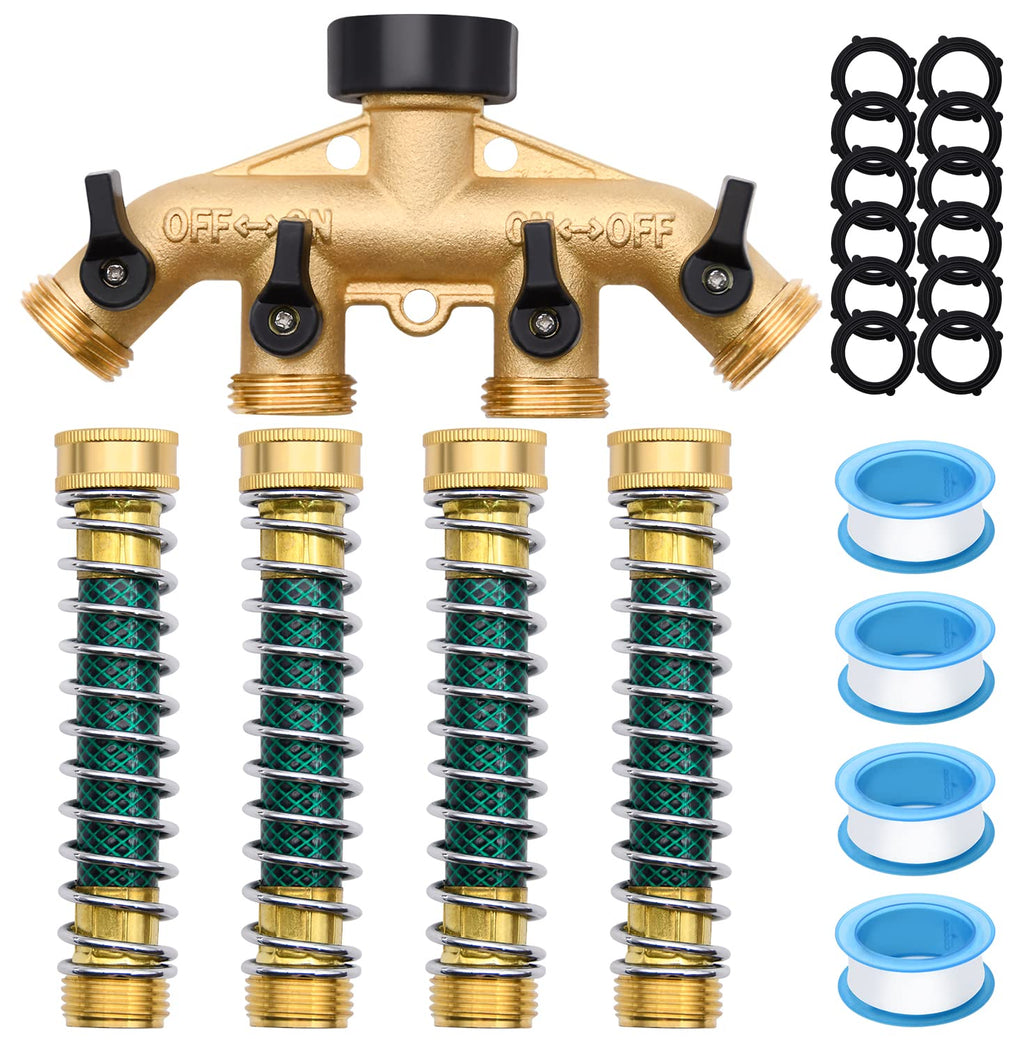 4 Way Hose Splitter with 4pcs Garden Hose Extension Adapter