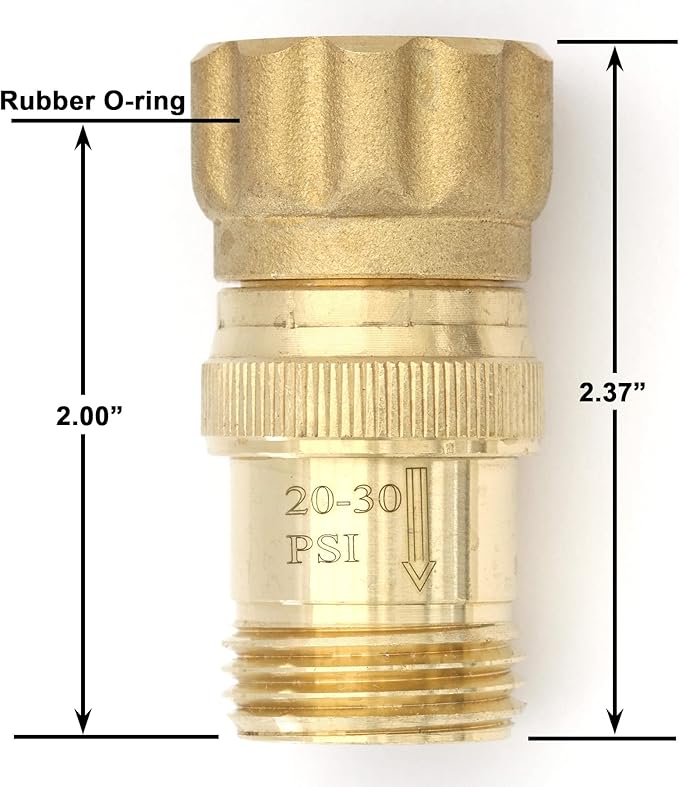 Heavy Duty 25 psi Water Pressure Regulator 3/4 inch Hose Thread Drip Irrigation System Pressure Reducer, Lead-Free Brass (With Regular O-Ring, 2, Count)