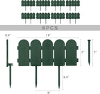 Evelyne Garden Border Edging: Wooden Fence Design - 16pcs Green Yard Landscaping Fence Liner Lawn Edge Barrier - 20ft Kit of Decorative Lawn Landscape Panels Elements -Landscaping Edging-GMT-10374-B16