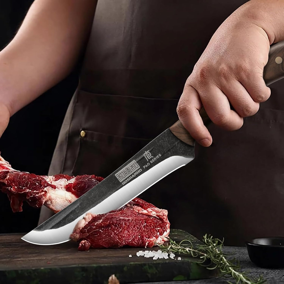 HOSHANHO Butcher Knife Set 3-Piece, Super Sharp Hand Forged Fillet Knife & Dividing Knives & Paring Knives Set, Upgraded High Carbon Stainless Steel Meat Cutting for Home, Outdoor