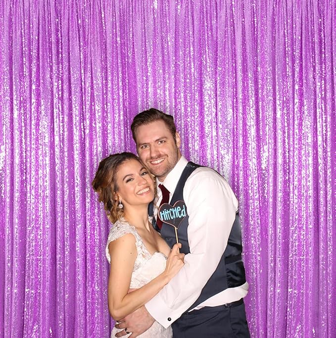 ShinyBeauty 16x10ft Sequin Backdrop Curtain - Lavender Sparkling Drapes for Weddings, Parties, Photo Booths Reusable Fabric