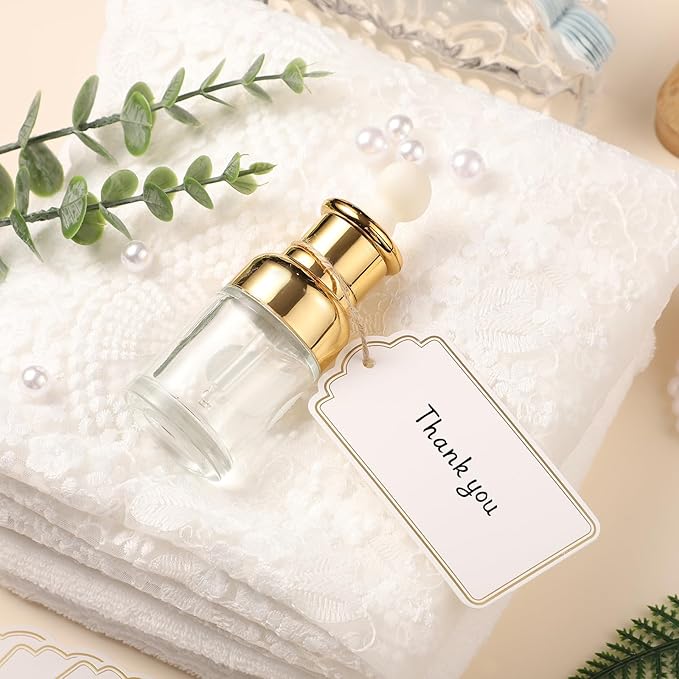120 PCS Gift Tags with String Gold Foil Metallic Gift Tags Writable Blank Tag for Baby Shower Birthday Wedding Presents Labeling DIY Craft Project Christmas Stocking Stuffers 3.5''×2''