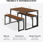 SHA CERLIN Kitchen Dining Table Set for 4 with Benches, Rustic Small Space Saving Dinette, Heavy Duty Metal Frame