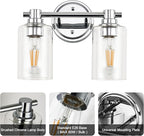 Bathroom Light Fixtures Wall Sconce Light with Clear Glass Chrome 2 Lights Bathroom Lighting Over Mirror Vanity Lights for Living Room,Bedroom,Restroom,Hallway E26 Base