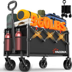 Wagons Carts Foldable, Lightweight Portable Utility Shopping Cart with Wheels, Folding Grocery Wagon Cart for Grocery, Camping, Shopping, Beach, Garden, Sports Black