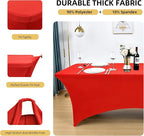 6-Pack 6ft Red Spandex Table Covers for Rectangle Standard Folding Tables - Wrinkle Resistant Stretch Tablecloths - Ultimate Fitted Table Protector for Parties, Trade Shows, Wedding