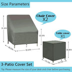 Patio Furniture Chair Covers Set, 3PCS Outdoor Garden Furniture Sofa Cover with 420D Durable Waterproof, Fit for Outdoor Wicker/Rattan Chair Conversation Sets