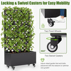 Metal Raised Garden Bed with Trellis and Wheels,72"x 36"x 16" Planter Box with Trellis Privacy Screen,Planter with Trellis and Drainage Holes for Climbing Plants,Vegetables & Vines,Outdoor Plants