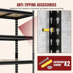 BIG RED 5 Tier Heavy Duty Garage Storage Shelving: Adjustable Metal Utility Shelving Rack for Garage, Basement, Pantry, Closet - 2,000lb Capacity (72"x36"x18") Black
