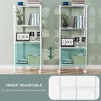 1000 lbs 4-Shelf Adjustable Heavy Duty Steel Wire Rack, Adjustable Storage Shelving Unit with Wheel for Kitchen, Garage, Laundry White 11.8" D x 17.7" W x 40.8" H