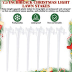 Jetec 200 Pieces Christmas Light Stakes Universal Yard Lawn Holiday 7.5 Inches Light Ground Stakes for C7 C9 String Lights Christmas Outdoor Lights Holders on Yards, Driveways (Clear)