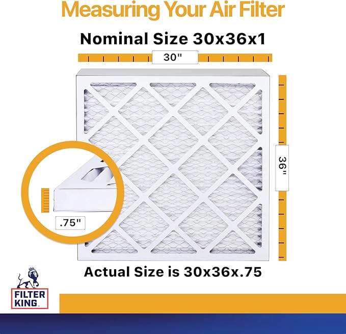 Filter King 30x36x1 Air Filter | 4-PACK | MERV 13 HVAC Pleated A/C Furnace Filters | MADE IN USA | Actual Size: 30 x 36 x .75"