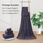8 Piece Oversized Bath Towels Set Purple,2 Extra Large Bath Towel Sheets,2 Hand Towels and 4 Washcloths 600 GSM Highly Absorbent Quick Dry Towels Set for Bathroom Hotel