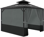 Gazebo Privacy Curtains 10' x 10' with Zipper 4-Panels Side Wall Universal Replacement for Patio, Outdoor Canopy, Garden and Backyard Gray and Black (Curtain Only)