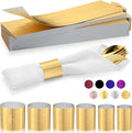 Polymer Material Reusable Napkin Band, Glue-Free Tear-Proof Water Resistant Oil-Proof Napkin Bands Set of 200(Front Brushed Gold Color and Back Silver), 6 Adjustable Sizes Napkin Rings