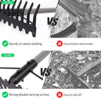 Walensee 5.4FT Bow Rake Heavy Duty Garden Rake with Stainless Steel Handle, 17 Steel Tines Garden Tool for Loosening Soil Gathering Leaf Leveling Lawn Farming Land Management Yarn Thatch Rakes