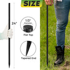 24 inches Straight Rebar Stakes 18-Pack Ground Stake Heavy Duty Metal Steel Spikes for Gardening, Concrete Forming and Camping Tent