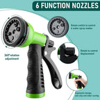 Pangda 25 Ft x 3/8'' Coil Garden Hose EVA Recoil Garden Self Coiling Expanding Water Hose with 6 Function Spray Nozzle Universal 3/4'' Brass Connector Fitting for Outdoor Yard(Green)
