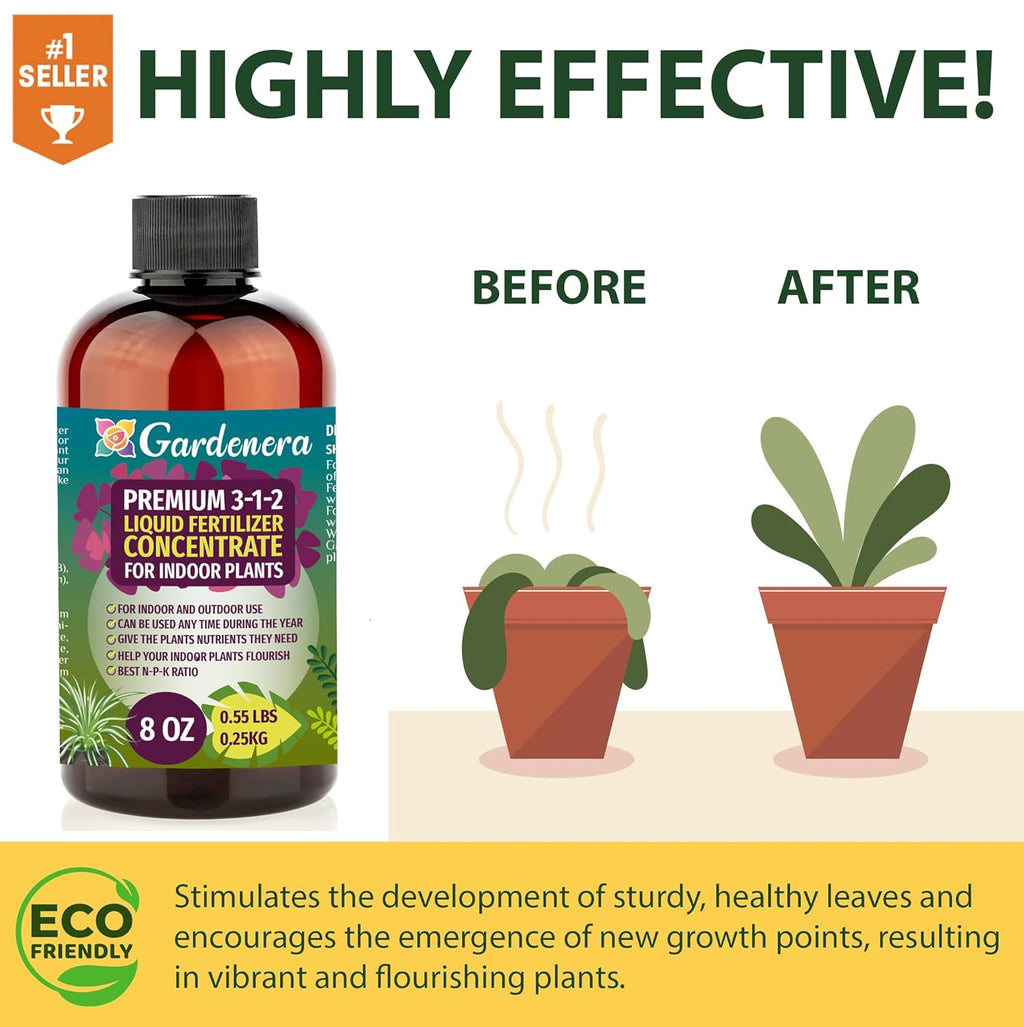 Gardenera Premium Liquid Thai Constellation Fertilizer - 3-1-2 Concentrate for Indoor Plants and Flowers - 32oz